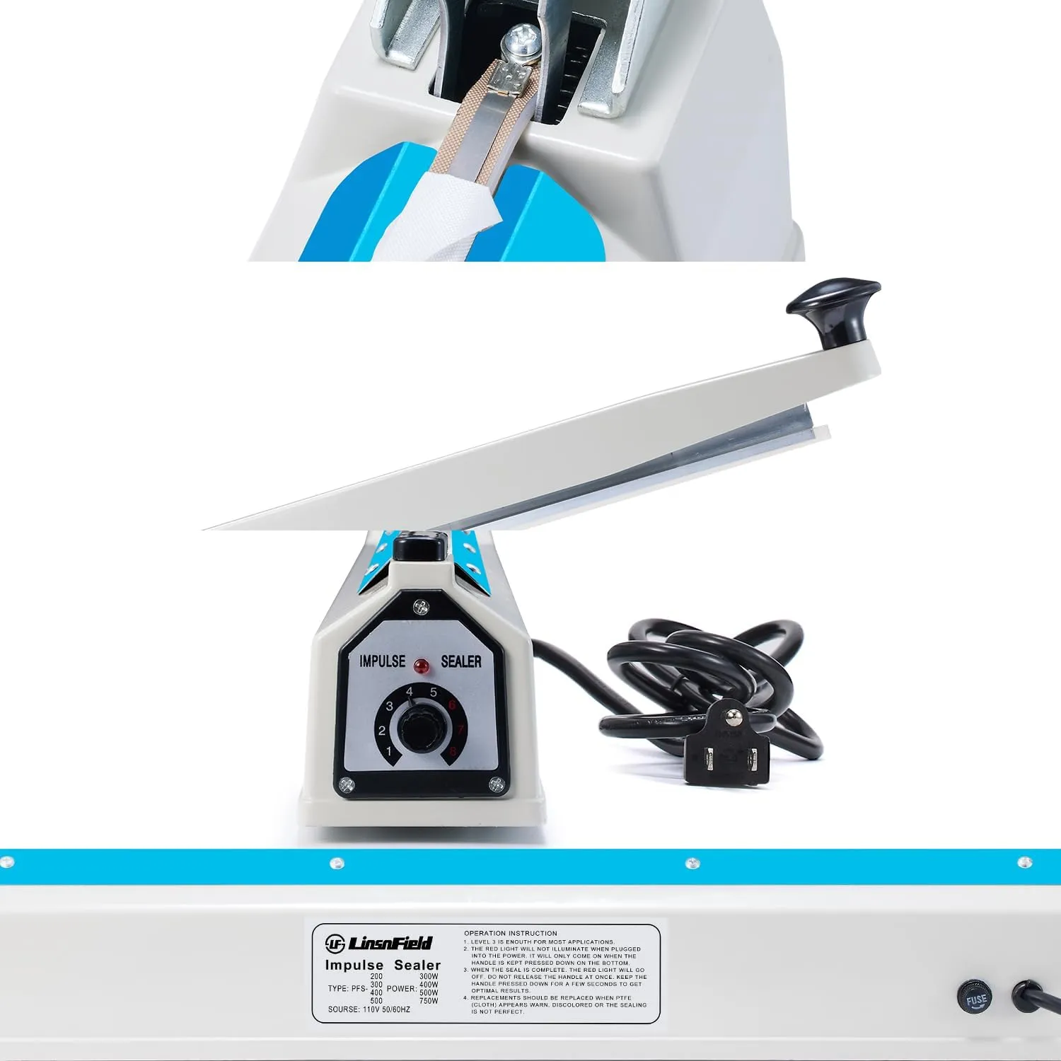 Sealer Pro, 12-inch Super Impulse Heat Bag Sealer, 7-mm Sealing System with Patent for Never Burn Out, Antioxidant Aluminium Shield, Copper Transformer, Built-in Fuse Safety System, White