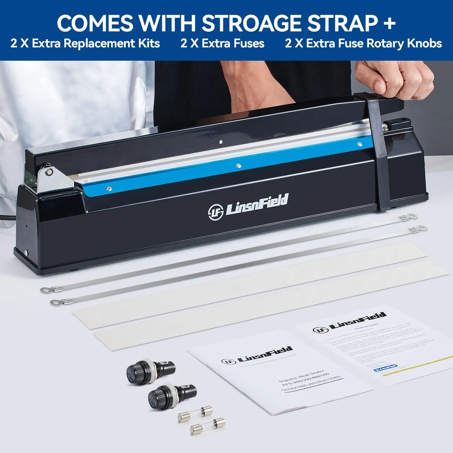 Sealer Pro, 12-inch Super Impulse Heat Bag Sealer, 7-mm Sealing System with Patent for Never Burn Out, Antioxidant Aluminium Shield, Copper Transformer, Built-in Fuse Safety System, White
