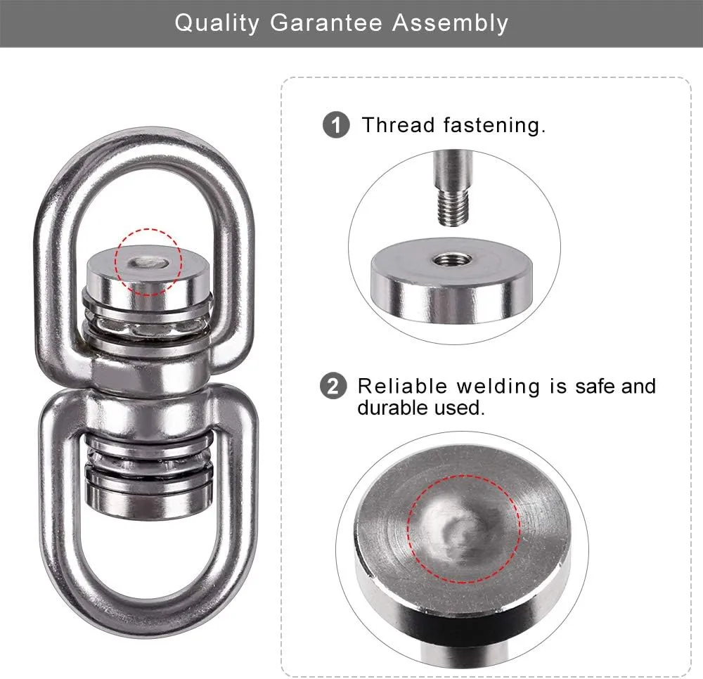 SELEWARE Heavy Duty Bearing Swing Swivel, 360° Rotational Hanging Accessory with 2 Quick Connect Buckles, Ideal for Tree Swing, Hammock Chair, Yoga, Kids Tire Swivel, Heavy Bag Swivel, 1200LB Capacity