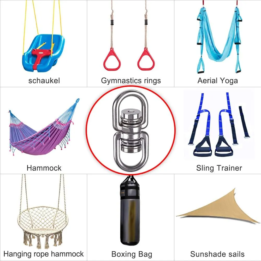 SELEWARE Heavy Duty Bearing Swing Swivel, 360° Rotational Hanging Accessory with 2 Quick Connect Buckles, Ideal for Tree Swing, Hammock Chair, Yoga, Kids Tire Swivel, Heavy Bag Swivel, 1200LB Capacity