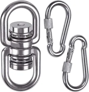 SELEWARE Heavy Duty Bearing Swing Swivel, 360° Rotational Hanging Accessory with 2 Quick Connect Buckles, Ideal for Tree Swing, Hammock Chair, Yoga, Kids Tire Swivel, Heavy Bag Swivel, 1200LB Capacity