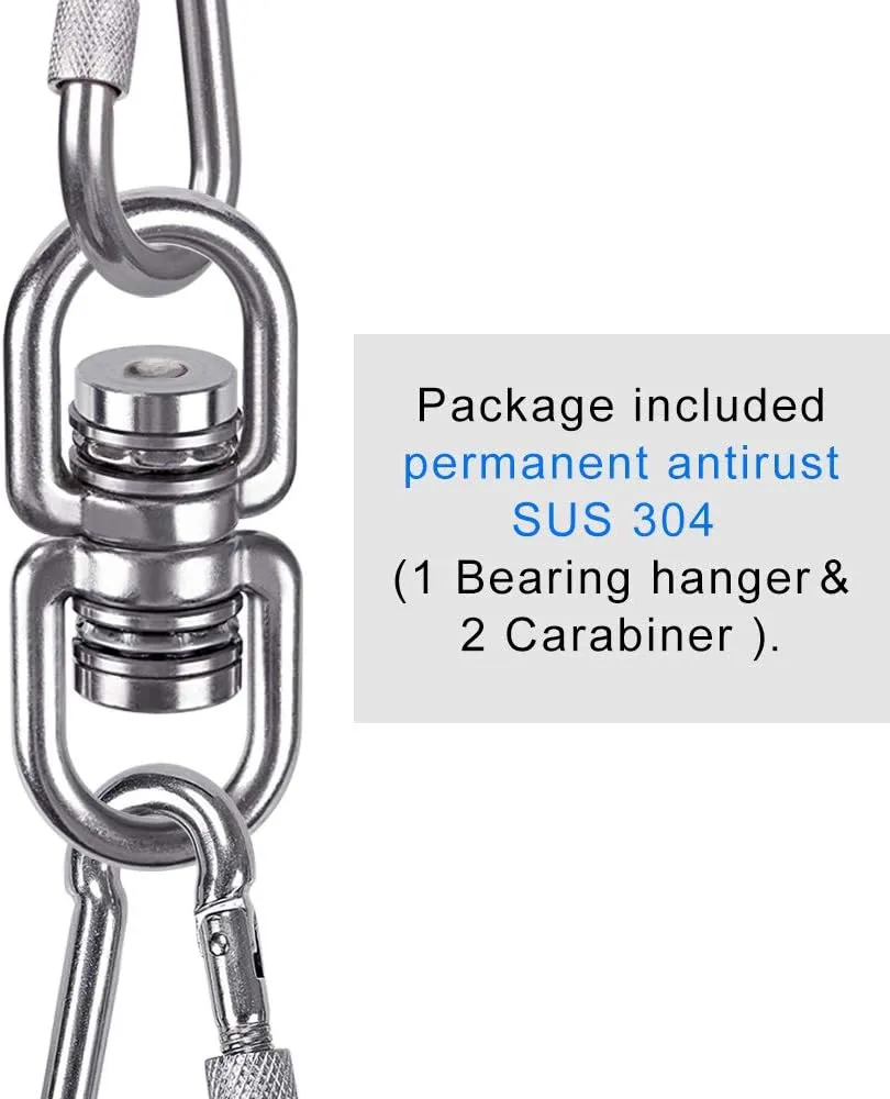 SELEWARE Heavy Duty Bearing Swing Swivel, 360° Rotational Hanging Accessory with 2 Quick Connect Buckles, Ideal for Tree Swing, Hammock Chair, Yoga, Kids Tire Swivel, Heavy Bag Swivel, 1200LB Capacity