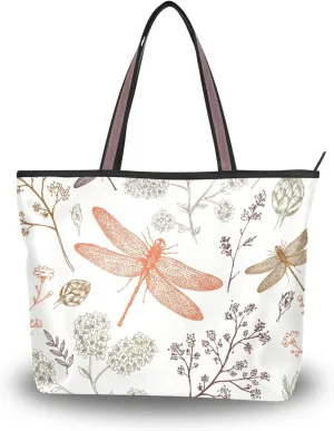senya Shoulder Bag Large Beach Bag Colorful Dragonfly Printed Handbags