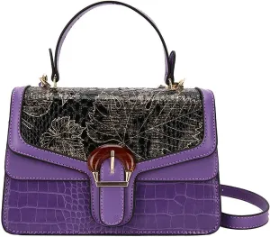 Serpentine Print Ladies Luxury Leather Top Handling Satchel Tote Retro Travel Party PU Stylish Shoulder Bag