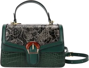 Serpentine Print Ladies Luxury Leather Top Handling Satchel Tote Retro Travel Party PU Stylish Shoulder Bag