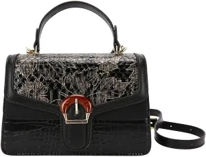 Serpentine Print Ladies Luxury Leather Top Handling Satchel Tote Retro Travel Party PU Stylish Shoulder Bag