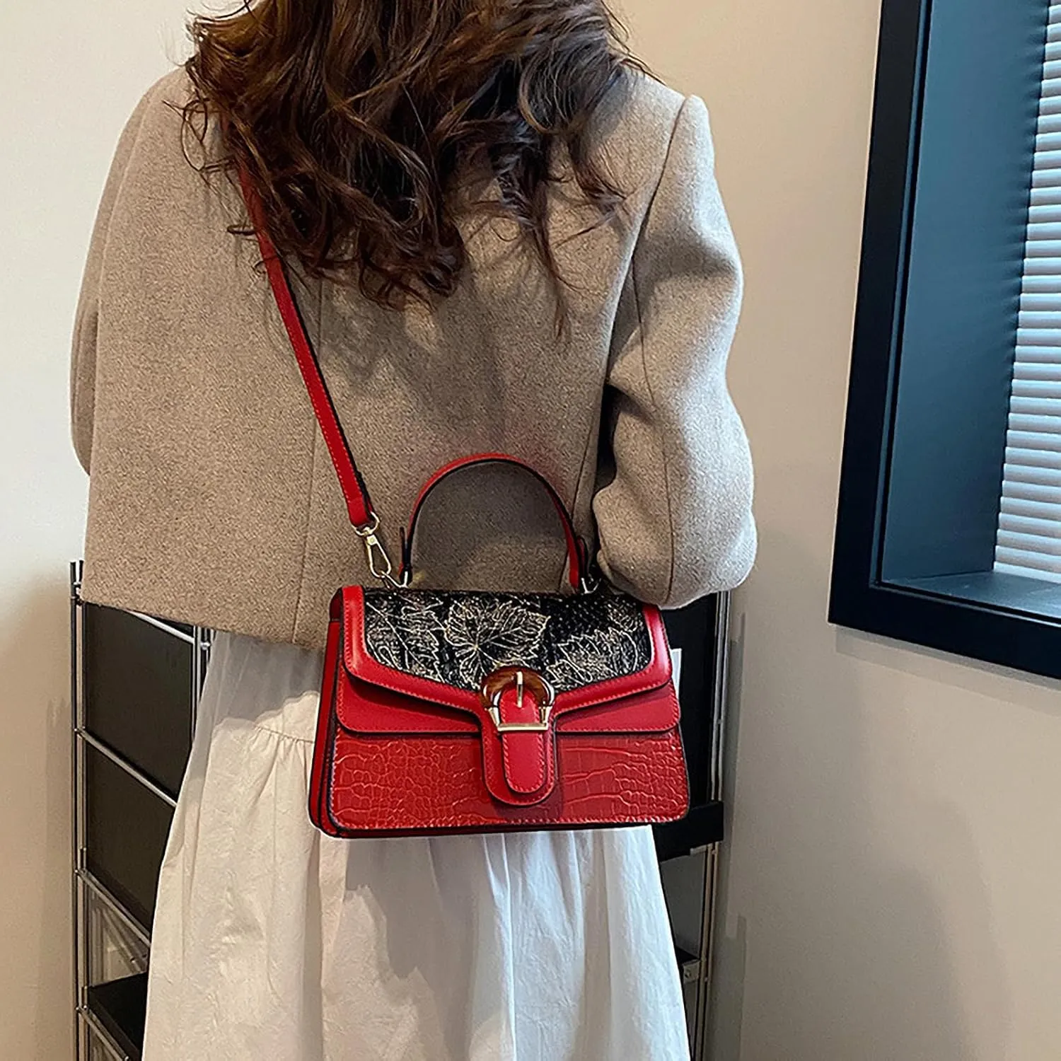 Serpentine Print Ladies Luxury Leather Top Handling Satchel Tote Retro Travel Party PU Stylish Shoulder Bag