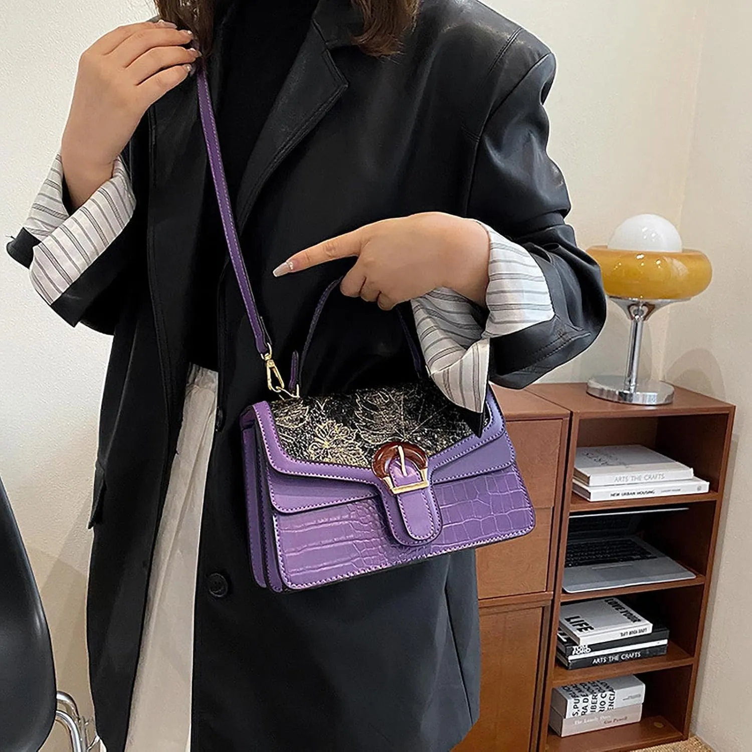 Serpentine Print Ladies Luxury Leather Top Handling Satchel Tote Retro Travel Party PU Stylish Shoulder Bag