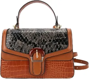 Serpentine Print Ladies Luxury Leather Top Handling Satchel Tote Retro Travel Party PU Stylish Shoulder Bag