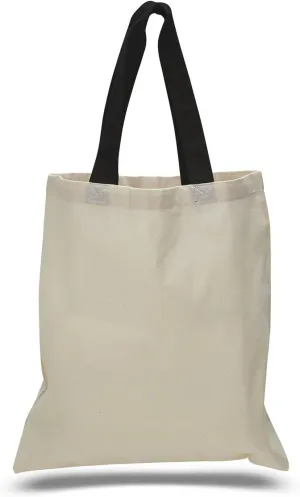 Set of 15- Cheap Cotton Tote Bags with Color Handles