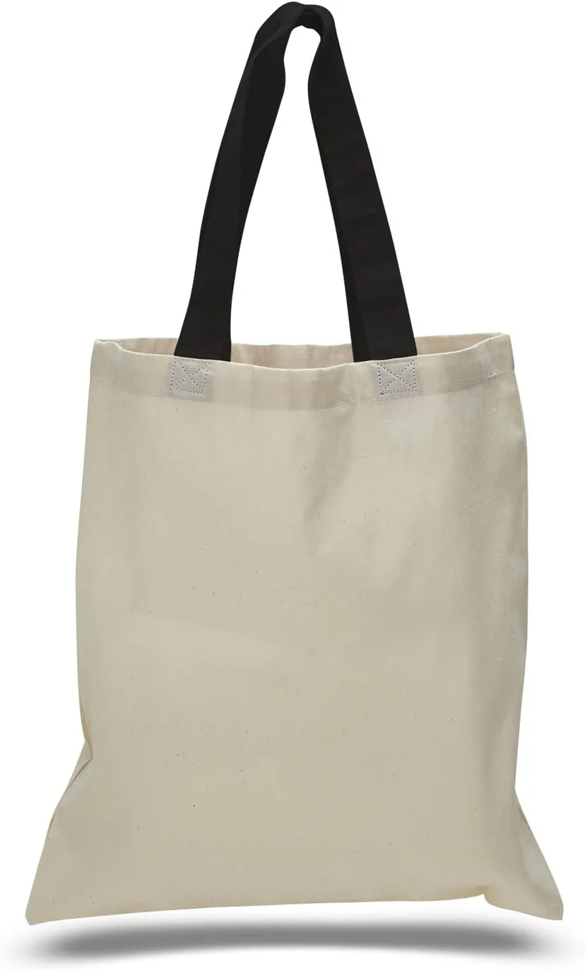 Set of 15- Cheap Cotton Tote Bags with Color Handles