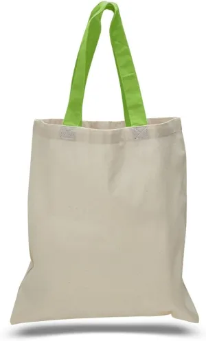 Set of 15- Cheap Cotton Tote Bags with Color Handles