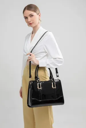 Shiny Patent Leather Handbags Shoulder Bags Fashion Satchel Purses Top Handle Bags for Women