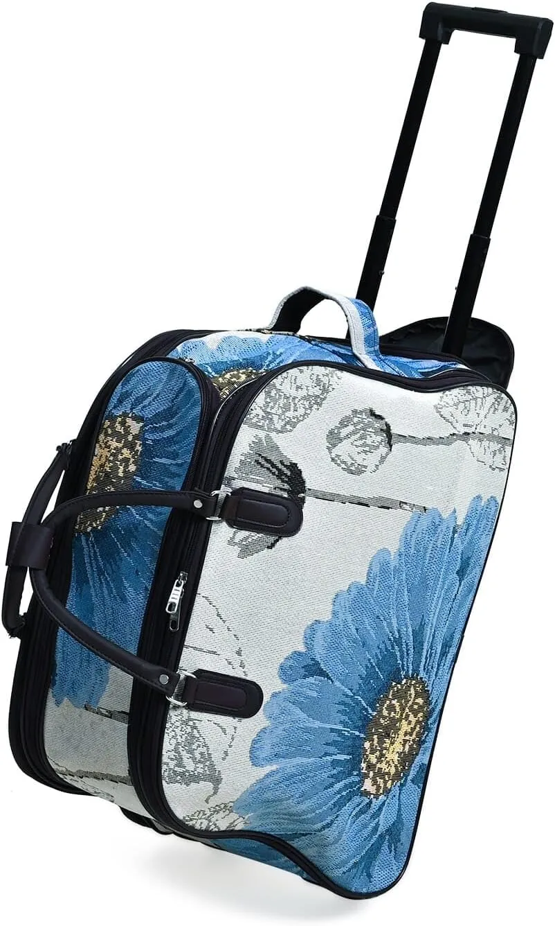 Shop LC Set of 2 Beige with Butterfly Travel Bag - Large Wheeled Rolling Duffel Bag and Small Duffel Bag Mothers Day Gifts