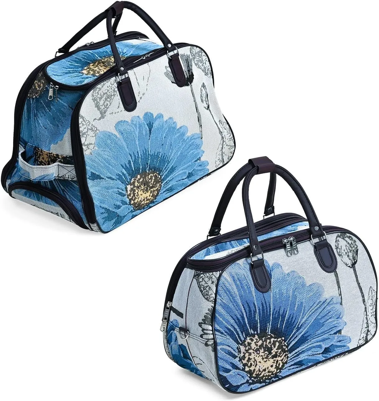 Shop LC Set of 2 Beige with Butterfly Travel Bag - Large Wheeled Rolling Duffel Bag and Small Duffel Bag Mothers Day Gifts