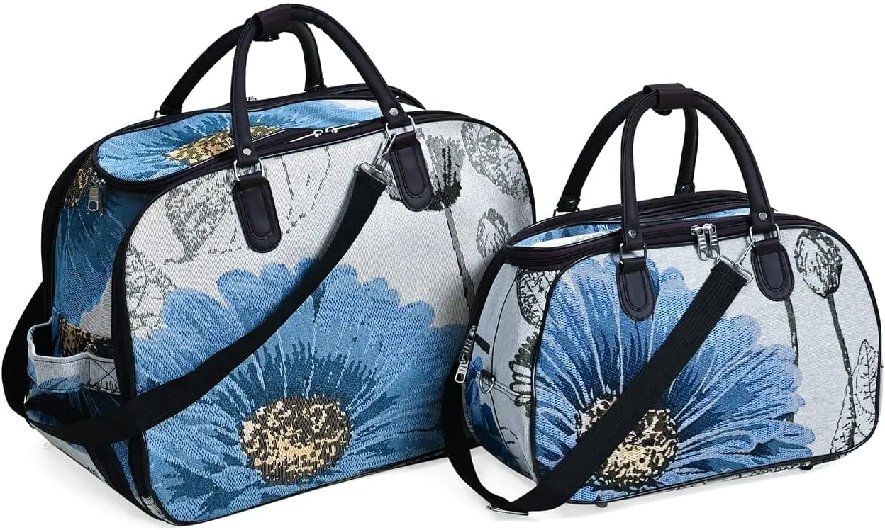 Shop LC Set of 2 Beige with Butterfly Travel Bag - Large Wheeled Rolling Duffel Bag and Small Duffel Bag Mothers Day Gifts