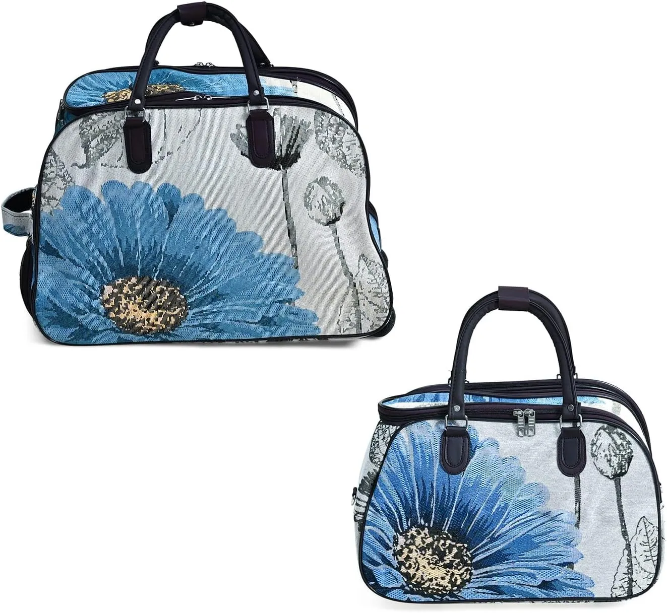 Shop LC Set of 2 Beige with Butterfly Travel Bag - Large Wheeled Rolling Duffel Bag and Small Duffel Bag Mothers Day Gifts