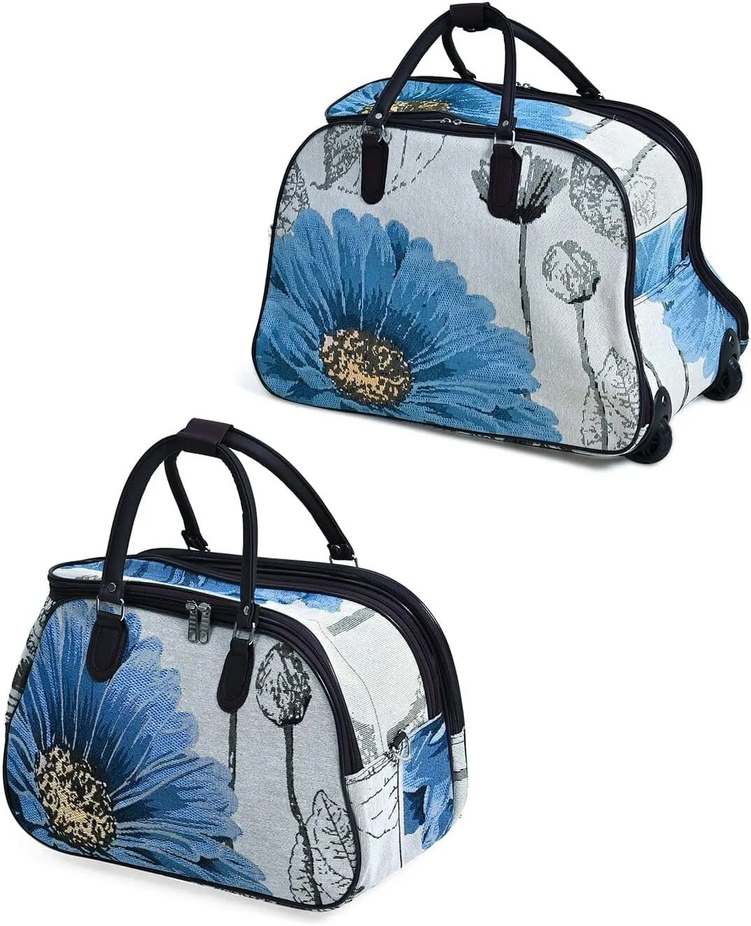 Shop LC Set of 2 Beige with Butterfly Travel Bag - Large Wheeled Rolling Duffel Bag and Small Duffel Bag Mothers Day Gifts