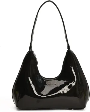 Shoulder Bag for Women - Burgundy Y2k Handbag, Trendy Patent Leather Shoulder Purse, Wine Red Tote