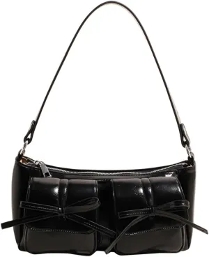 Shoulder Bag for Women Coquette Bow Purse Y2k Hobo Handbag Faux Leather Red Purse Burgundy Crossbody Bag with Zipper