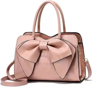 Shoulder Bags for Women Cute Big Bow Tote Handbag PU Patent Leather Purse Work Shopper Satchel with Zipper Closure