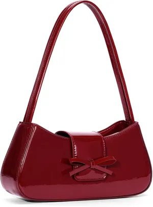 Shoulder Bags for Women Patent Leather Red Purse Coquette Bow Purse Y2k Small Shoulder Bag Mini Clutch Purse Handbag