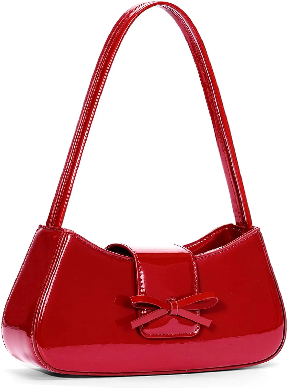 Shoulder Bags for Women Patent Leather Red Purse Coquette Bow Purse Y2k Small Shoulder Bag Mini Clutch Purse Handbag