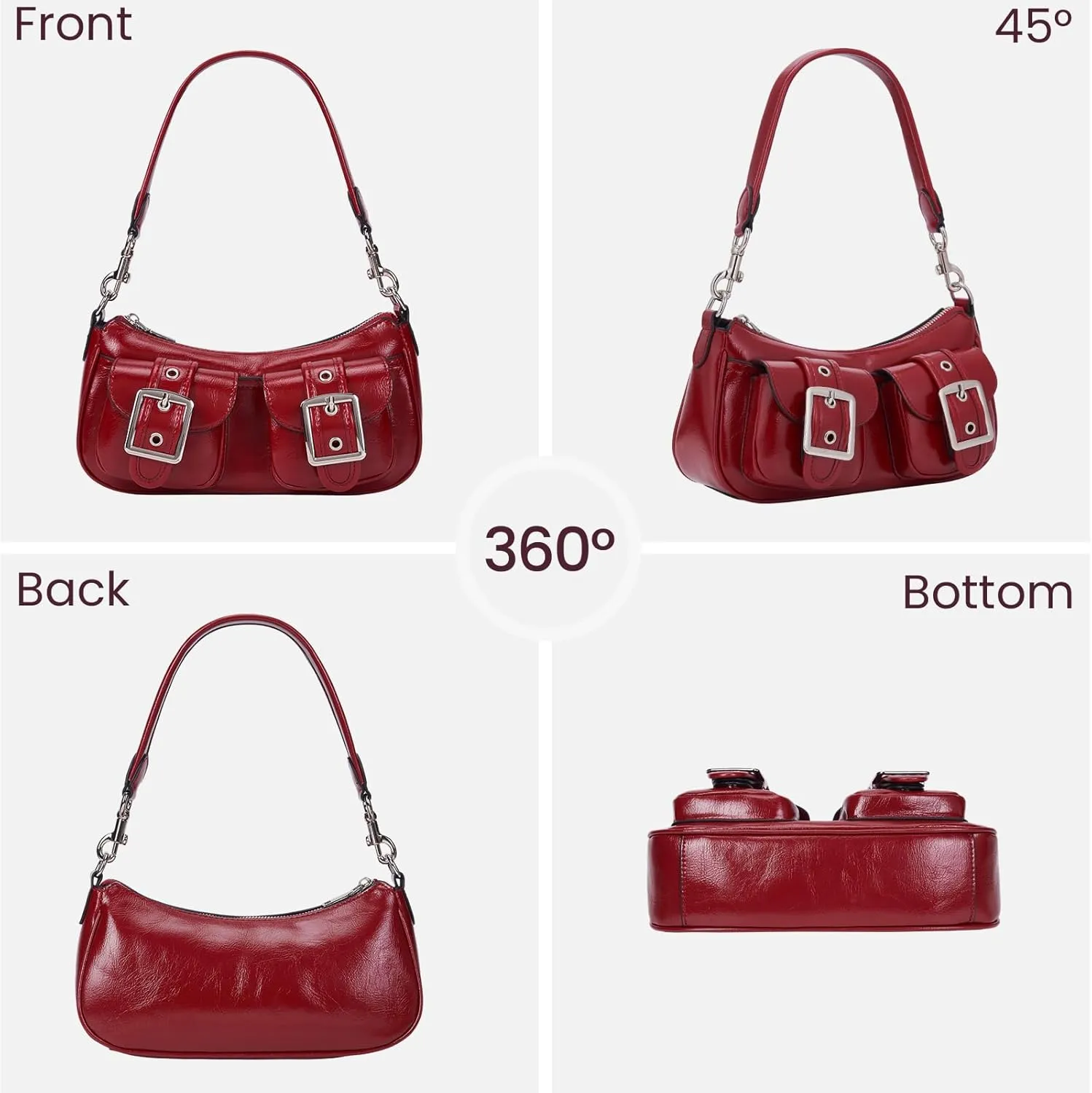 Shoulder Bags for Women Small Purse Y2k Handbag Double Pockets Cross Body Bag Faux Leather Shoulder Purses Tote
