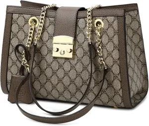 Shoulder Bags Women's Quilted Shoulder Bag Chain Link Strap Clutch Purse Small Crossbody Shoulder Bag with Chain Strap Leather(Large)