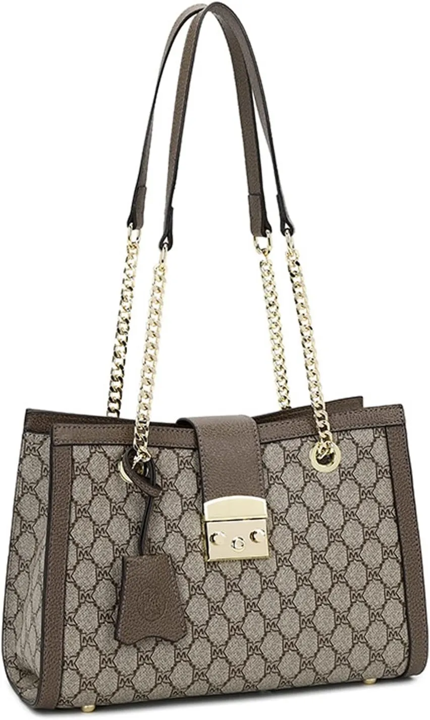Shoulder Bags Women's Quilted Shoulder Bag Chain Link Strap Clutch Purse Small Crossbody Shoulder Bag with Chain Strap Leather(Large)
