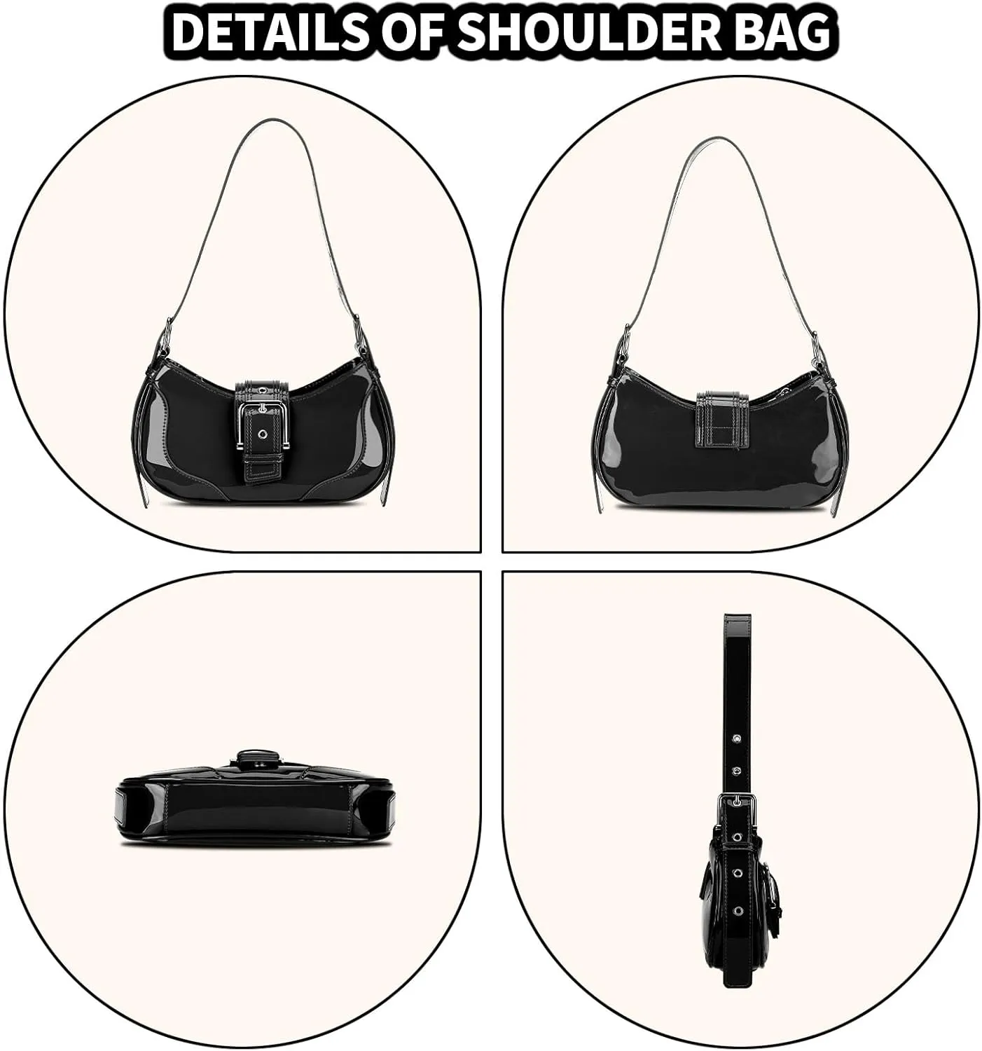 Shoulder Bags Y2k Purse for Women, Top Handle Purses Buckle Punk Hobo Clutch Crossbody Bag Trendy Leather Handbag