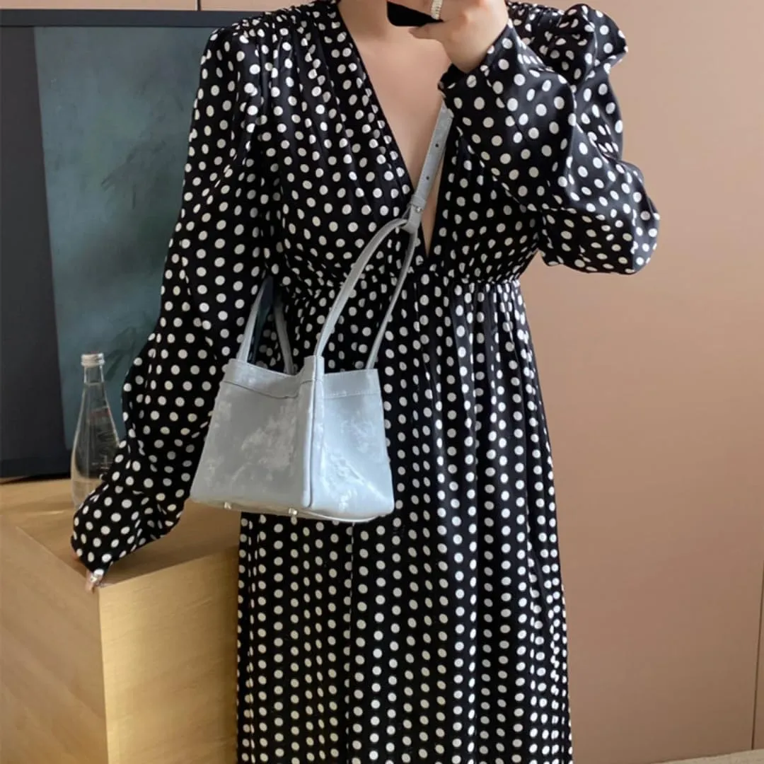 Silk Soft Bucket Bag Neo Chinese Style Handbag Crossbody Satchel Lady Daily Small Shoulder Bag for Women