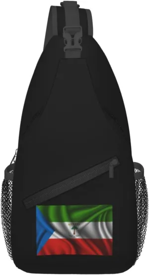 Silk Style Flag Of Equatorial Guinea Crossbody Bags For Women Men Chest Backpack Gym Shoulder Bag Travel Outdoor Sports Casual Crossbody Bags