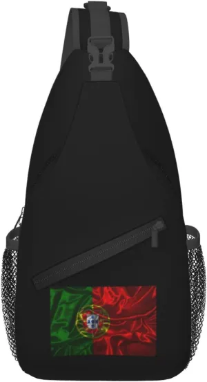 Silk Style Flag Of Portugal Crossbody Bags For Women Men Chest Backpack Gym Shoulder Bag Travel Outdoor Sports Casual Crossbody Bags