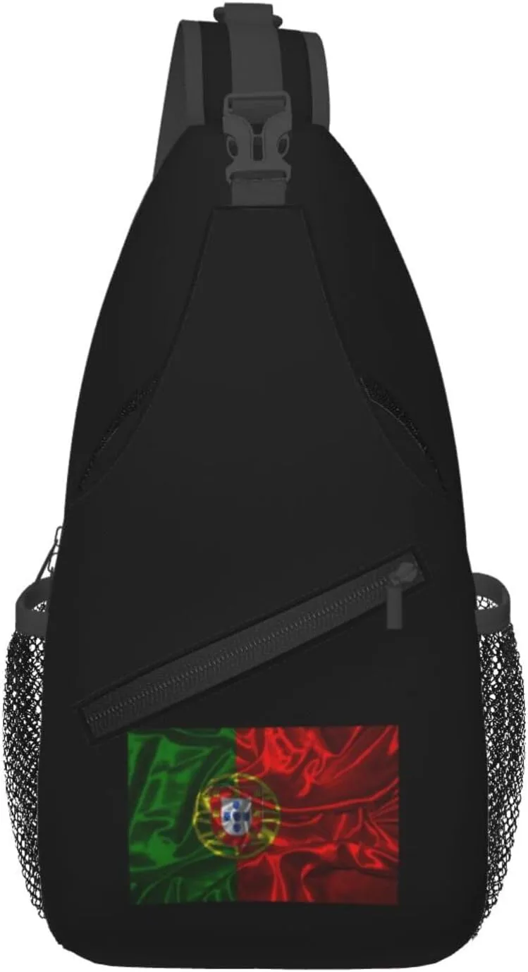 Silk Style Flag Of Portugal Crossbody Bags For Women Men Chest Backpack Gym Shoulder Bag Travel Outdoor Sports Casual Crossbody Bags