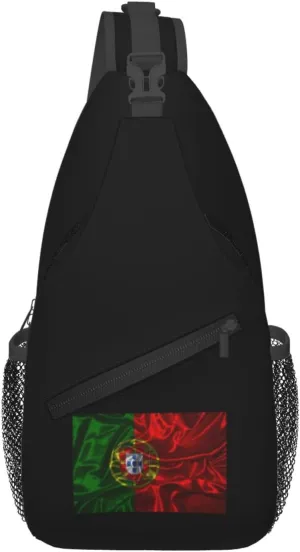 Silk Style Flag Of Portugal Crossbody Bags For Women Men Chest Backpack Gym Shoulder Bag Travel Outdoor Sports Casual Crossbody Bags