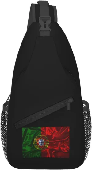 Silk Style Flag Of Portugal Crossbody Bags For Women Men Chest Backpack Gym Shoulder Bag Travel Outdoor Sports Casual Crossbody Bags