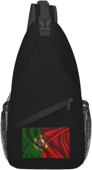 Silk Style Flag Of Portugal Crossbody Bags For Women Men Chest Backpack Gym Shoulder Bag Travel Outdoor Sports Casual Crossbody Bags