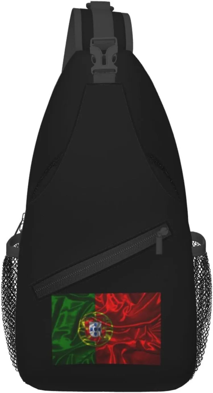 Silk Style Flag Of Portugal Crossbody Bags For Women Men Chest Backpack Gym Shoulder Bag Travel Outdoor Sports Casual Crossbody Bags