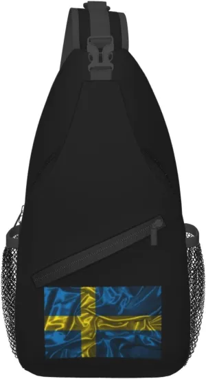 Silk Style Flag Of Sweden Crossbody Bags For Women Men Chest Backpack Gym Shoulder Bag Travel Outdoor Sports Casual Crossbody Bags