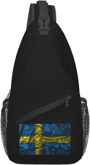Silk Style Flag Of Sweden Crossbody Bags For Women Men Chest Backpack Gym Shoulder Bag Travel Outdoor Sports Casual Crossbody Bags