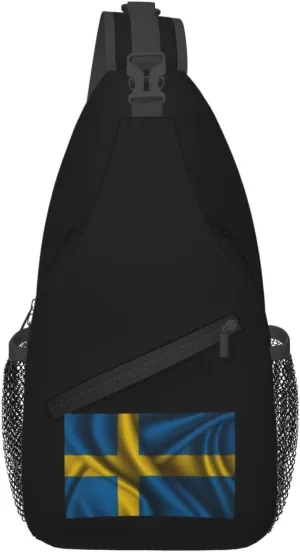 Silk Style Flag Of Sweden Crossbody Bags For Women Men Chest Backpack Gym Shoulder Bag Travel Outdoor Sports Casual Crossbody Bags