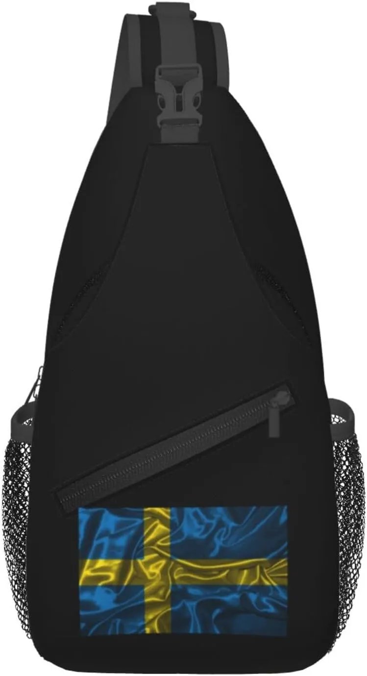 Silk Style Flag Of Sweden Crossbody Bags For Women Men Chest Backpack Gym Shoulder Bag Travel Outdoor Sports Casual Crossbody Bags
