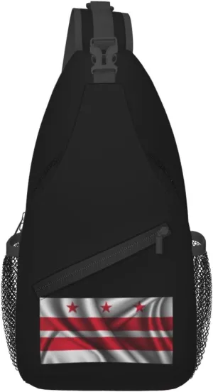 Silk Style Flag Of The District Of Columbia Crossbody Bags For Women Men Chest Backpack Gym Shoulder Bag Travel Outdoor Sports Casual Crossbody Bags