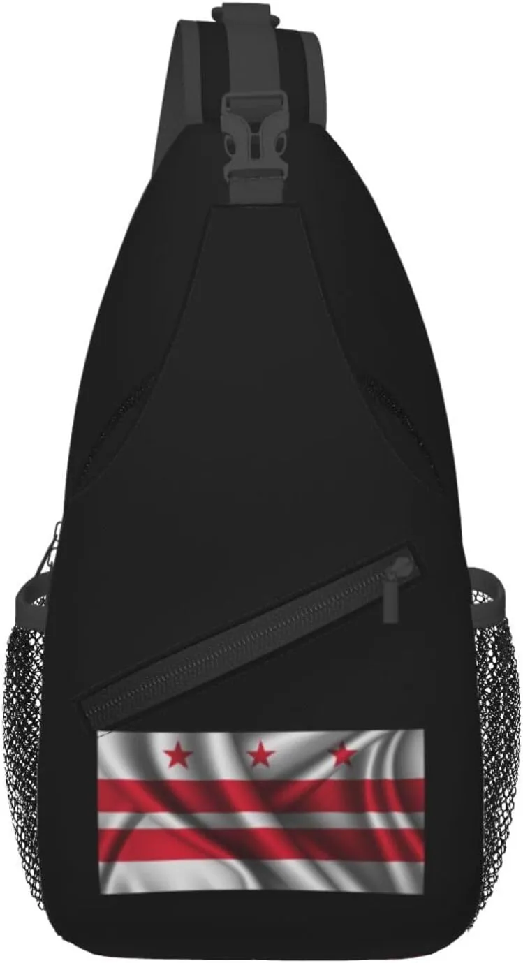Silk Style Flag Of The District Of Columbia Crossbody Bags For Women Men Chest Backpack Gym Shoulder Bag Travel Outdoor Sports Casual Crossbody Bags