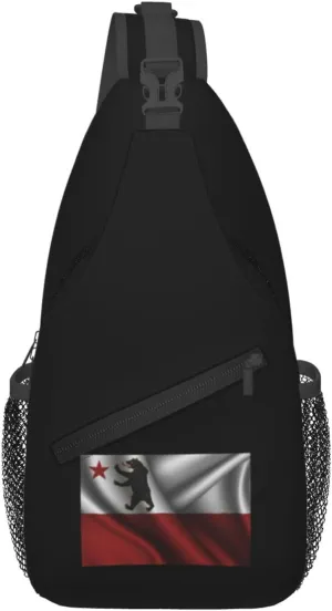 Silk Style Storm Bear Flag Crossbody Bags For Women Men Chest Backpack Gym Shoulder Bag Travel Outdoor Sports Casual Crossbody Bags