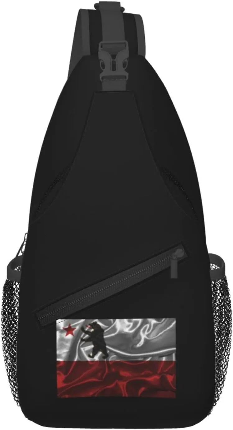 Silk Style Storm Bear Flag Crossbody Bags For Women Men Chest Backpack Gym Shoulder Bag Travel Outdoor Sports Casual Crossbody Bags