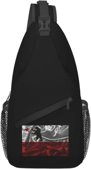 Silk Style Storm Bear Flag Crossbody Bags For Women Men Chest Backpack Gym Shoulder Bag Travel Outdoor Sports Casual Crossbody Bags