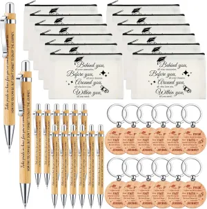 Silkfly Graduation Gifts for Class of 2025 Seniors College Students Inspirational Gifts for Coworker Cosmetic Makeup Bags Wood Keychain Bamboo Ballpoint Pens(Take Pride in How Far You've)
