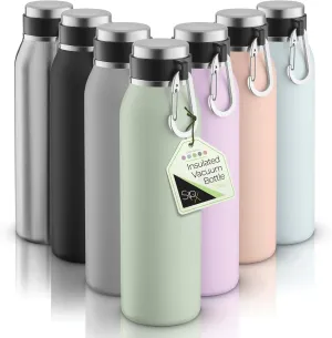 SipX™ Triple-Insulated Stainless Steel Water Bottle - 20oz. With Cover Lid, BPA-Free Reusable Insulated Water Bottle Keeps Cold For 24 Hours, (Green)